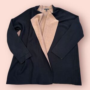 Eileen Fisher Reversible Cardigan Sweater Womens XL Black Beige Cascading Front